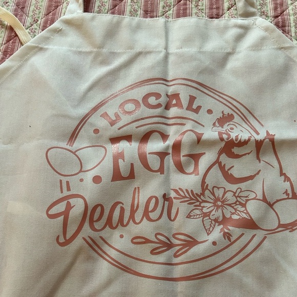 Local Egg Dealer white apron -34” by 30”-fun apron for your friendly farmer- new - Picture 6 of 7